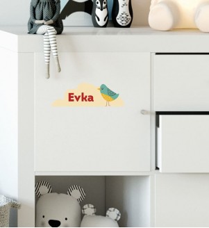 Menovka do detskej izby s vtáčikom v tyrkysovej farbe
