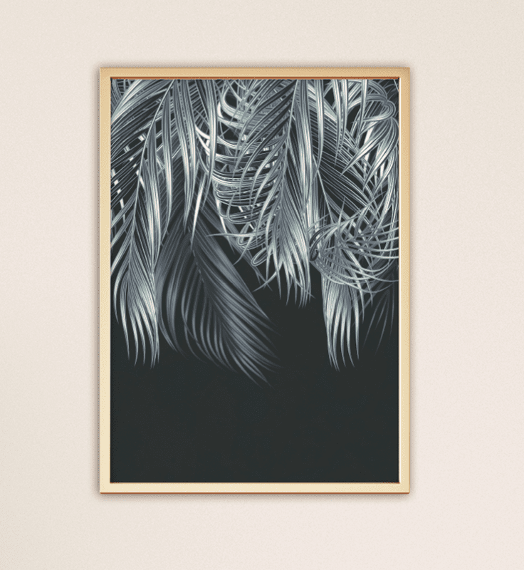 Plagát Palmový list negatív