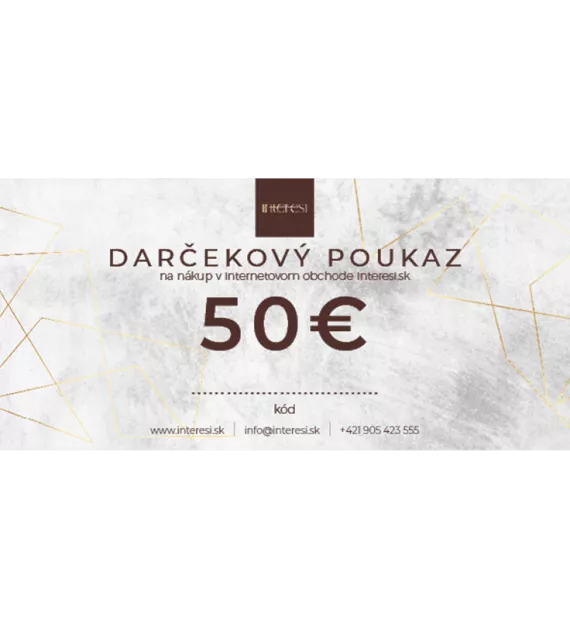 Darčekový poukaz v hodnote 50 eur na nákup na interesi.sk