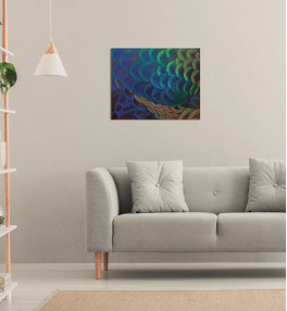Obraz na stenu s farebným pávím perím