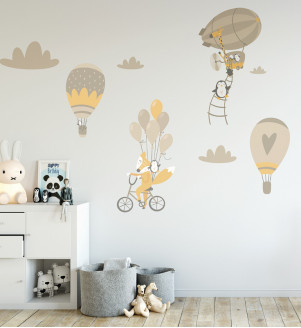 Samolepky na stenu do detskej izby s balónmi a zvieratkami