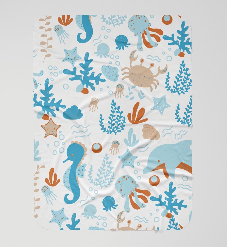 Flísová deka s podmorskými živočíchmi
