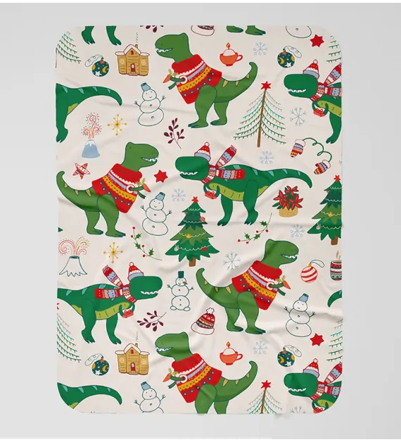 Vianočná deka pre deti s dinosaurami