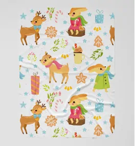 Vianočná detská deka so srnčekmi a zajkami