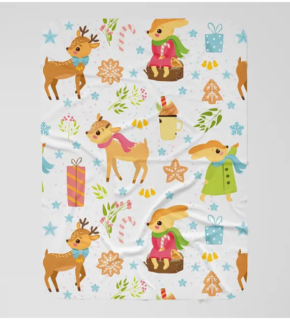 Vianočná detská deka so srnčekmi a zajkami