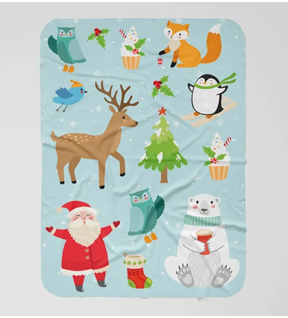 Vianočná detská deka s veselými zvieratkami