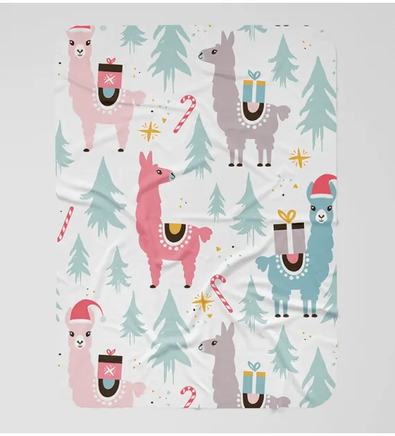 Vianočná detská deka s vianočnými lamami