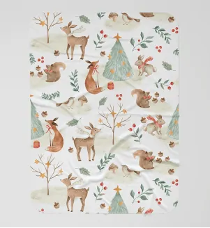 vianočná detská deka so zvieratkami z lesa