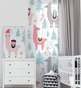 Vianočná záclona do detskej izby s vianočnými lamami