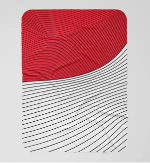 Červeno-biela deka s čiernymi čiarami