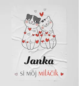 Valentínska deka s menom a mačiatkami