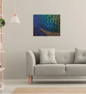 Obraz na stenu s farebným pávím perím