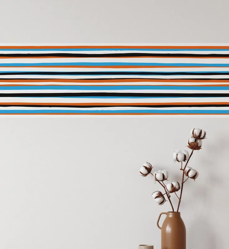 Tapetový pás s čiarami vo výrazných farbách