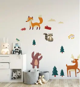 Samolepky na stenu do detskej izby so zvieratkami, stromčekmi a drevom